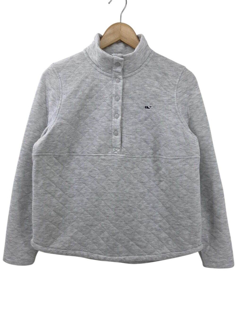 Vineyard Vines Gray Quilted Snap Button Pullover Sweatshirt Women's Size Small